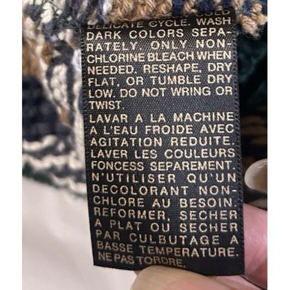 VTG 90s Eddie Bauer Mens XL Chunky Knit Striped Brown Black Sweater Cotton USA - Picture 6 of 7